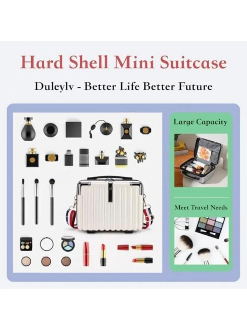 Portable Mini Hard Shell Makeup Case - Stress-Resistant Travel Organizer with